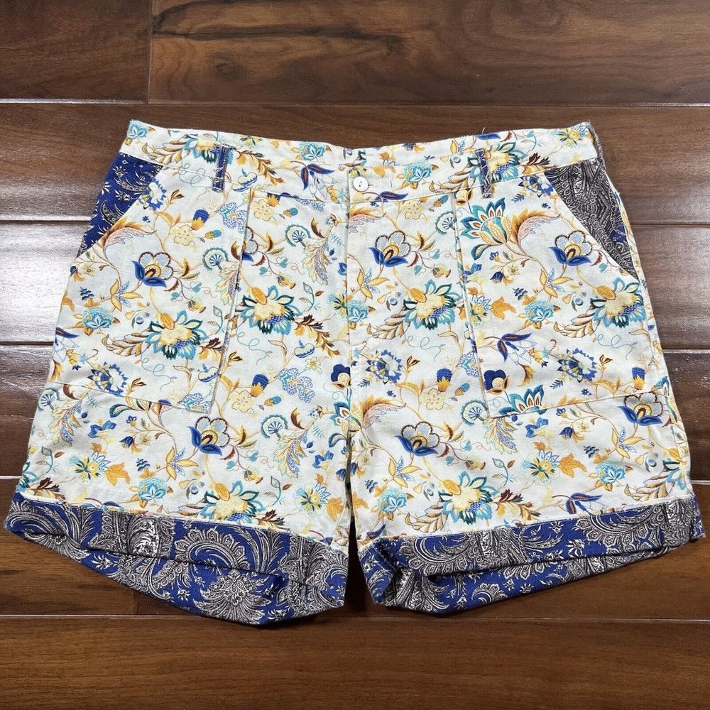 Sundance Floral Patterned Women's Shorts - Blue and Cream